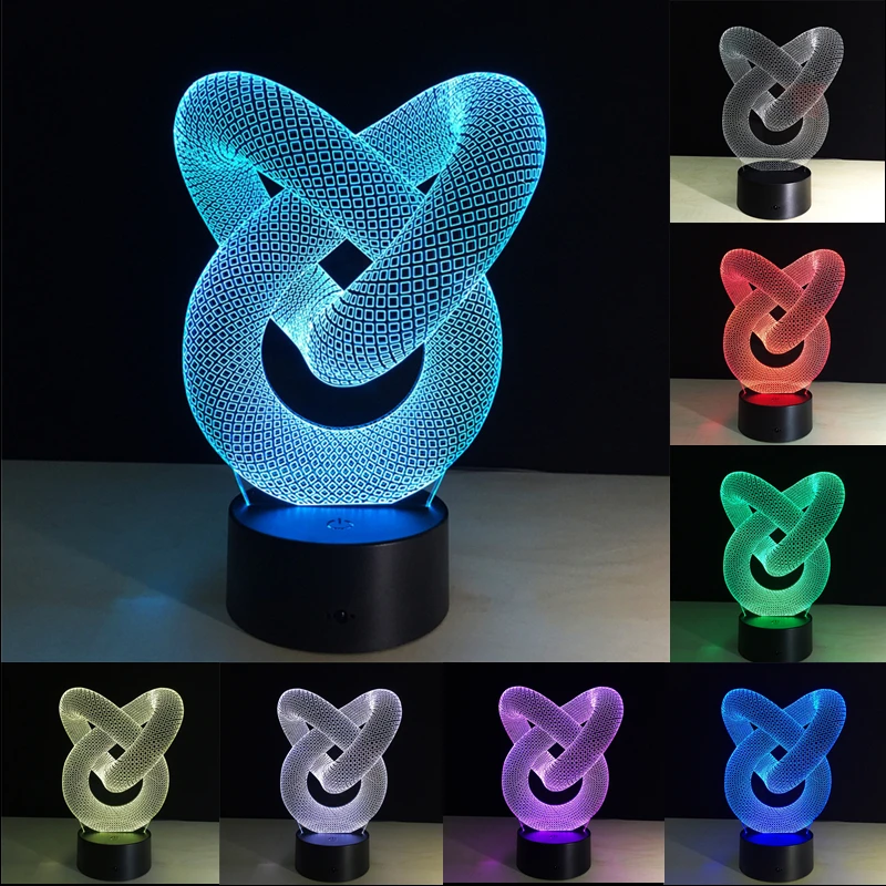 Абстрактные 3D ночники светодиодные светильники 7 цветов меняющиеся USB настольная