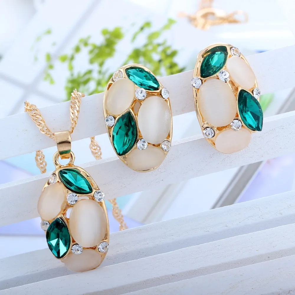 Комплект из колье и серёг с подвеской глаз лошади|dubai jewelry sets|jewelry sets for womenopal set |
