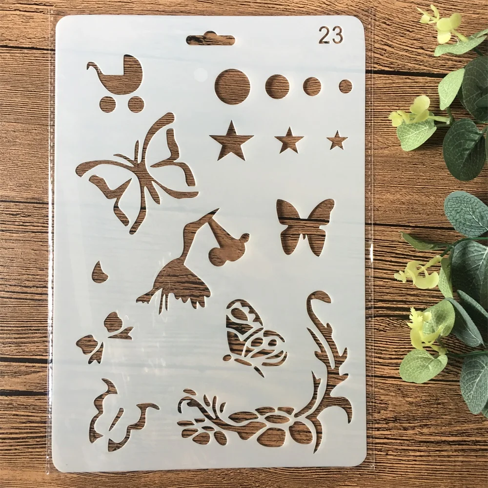 

26cm Baby Bird Butterfly DIY Craft Layering Stencils Painting Scrapbooking Stamping Embossing Album Paper Card Template