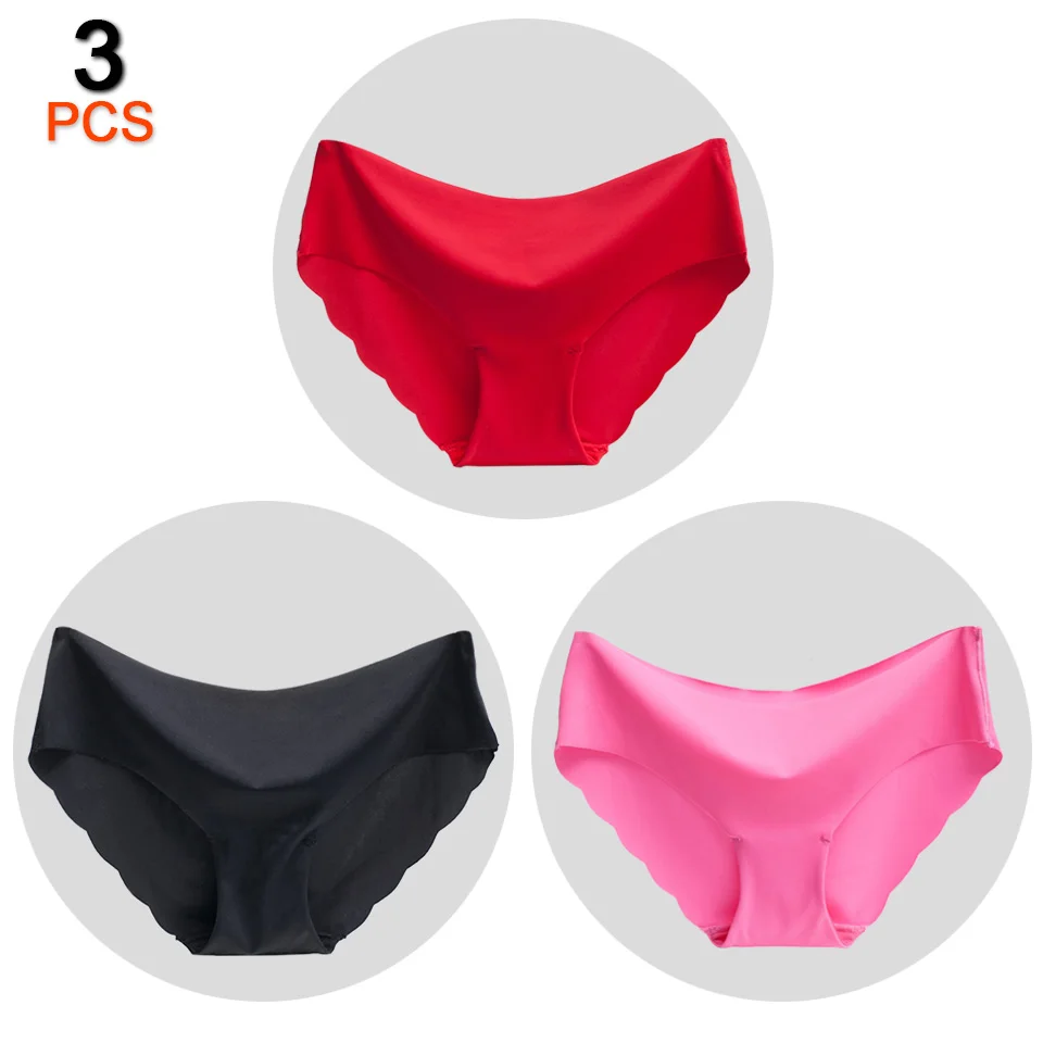 Black Red RoesRed 3 шт./лот, сексуальные бесшовные трусы, нижнее белье для женщин, трусики для женщин, юбка-брюки размера плюс, одноцветные трусы с низкой посадкой, модные женские трусики - Цвет: Black Red RoesRed