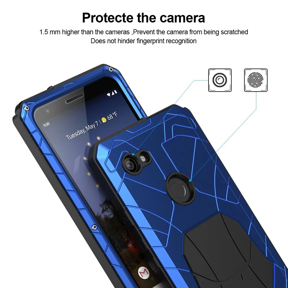 Чехол для Google Pixel 3A Алюминиевый металлический стеклянный протектор экрана