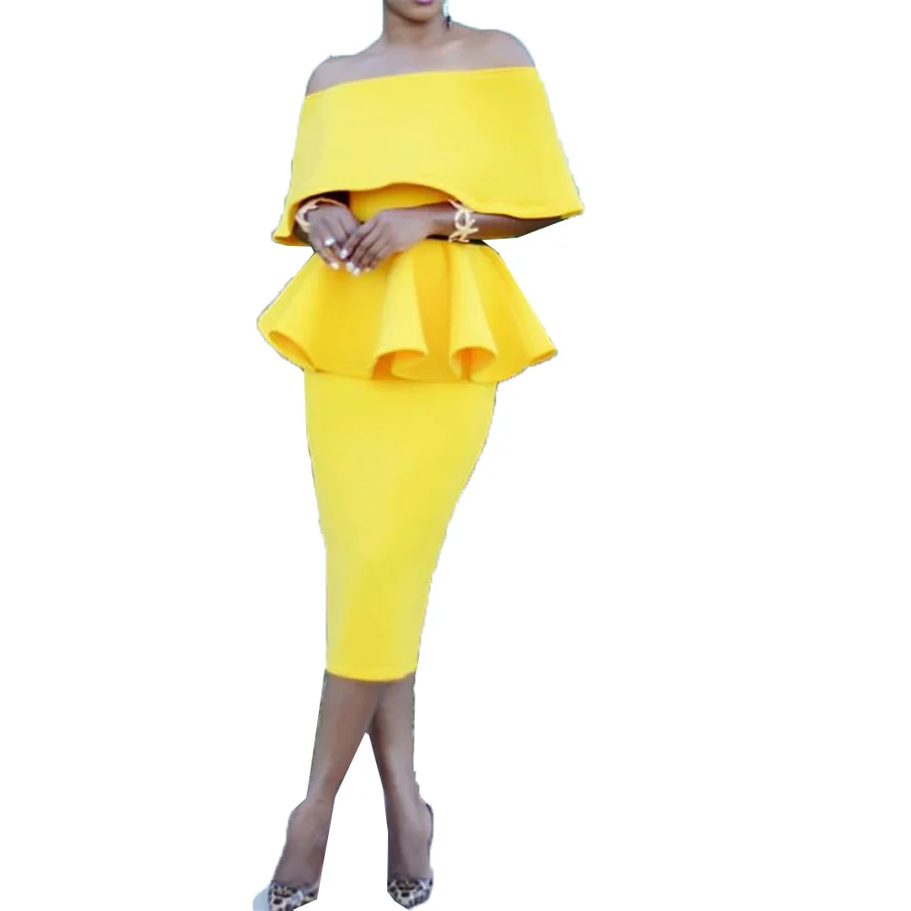 Летняя женская элегантная офисная одежда, Bateau рубашка+ юбка, комплект из 2 предметов, тонкая юбка-карандаш и топ с открытыми плечами и баской, сексуальные костюмы с юбкой