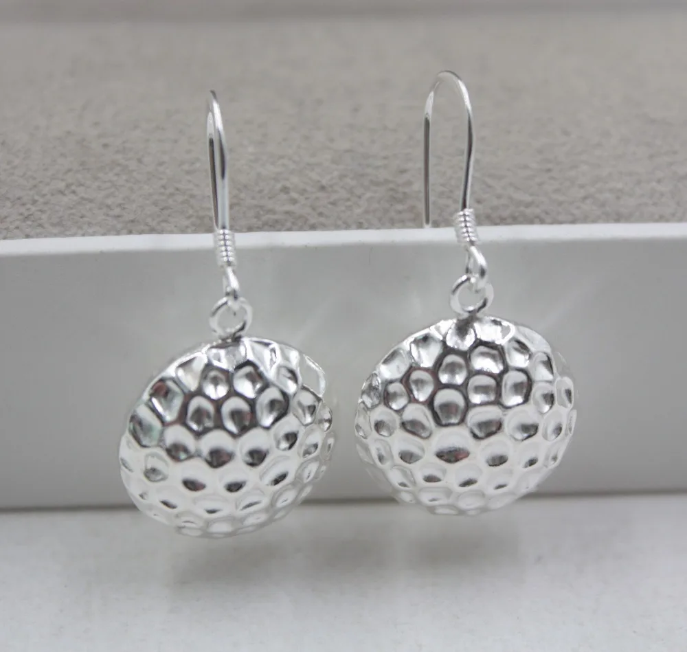 Elegant Sterling S925 Silver Earrings Carved Round For Women Ladies Girl 30*15mm Dangle Hook 2018 Hot | Украшения и аксессуары