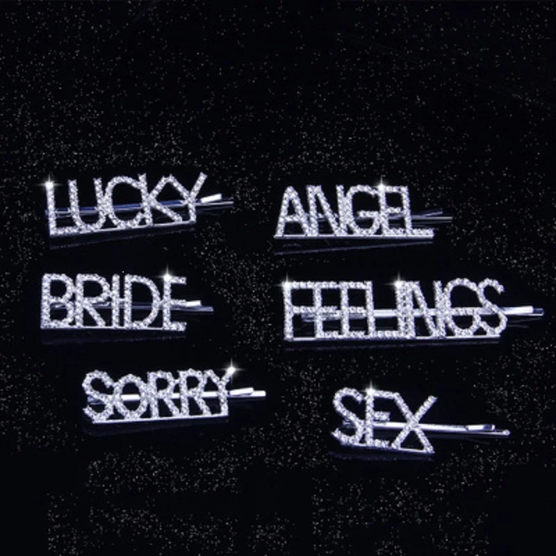 Модные английские буквы стразы королевские хрустальные заколки для волос