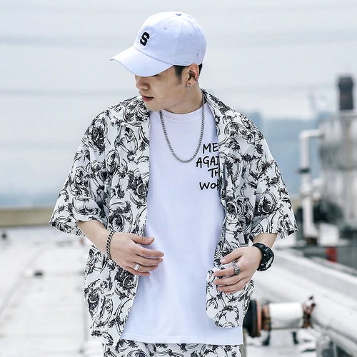 C116 white Мужская гавайская рубашка мужская Camisa Masculina с принтом пляжные рубашки брендовая одежда Азиатские размеры платья рубашки мужские рубашки с коротким рукавом 5XL - Цвет: C116 white