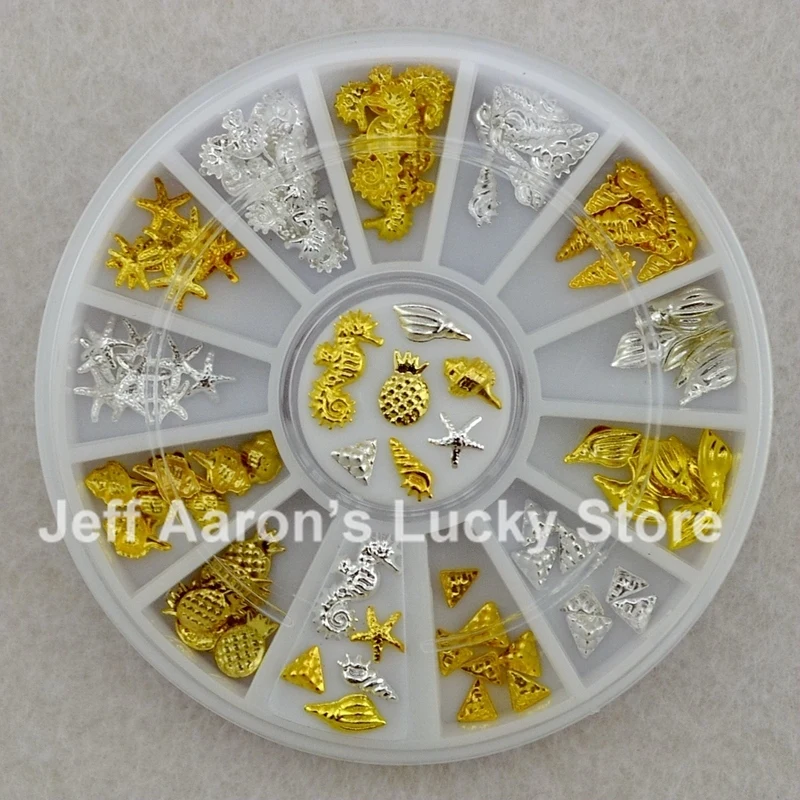 

Beauty 3D Metal Nail Art Decoration Accessories Gold Silver Shell Conch Wheel