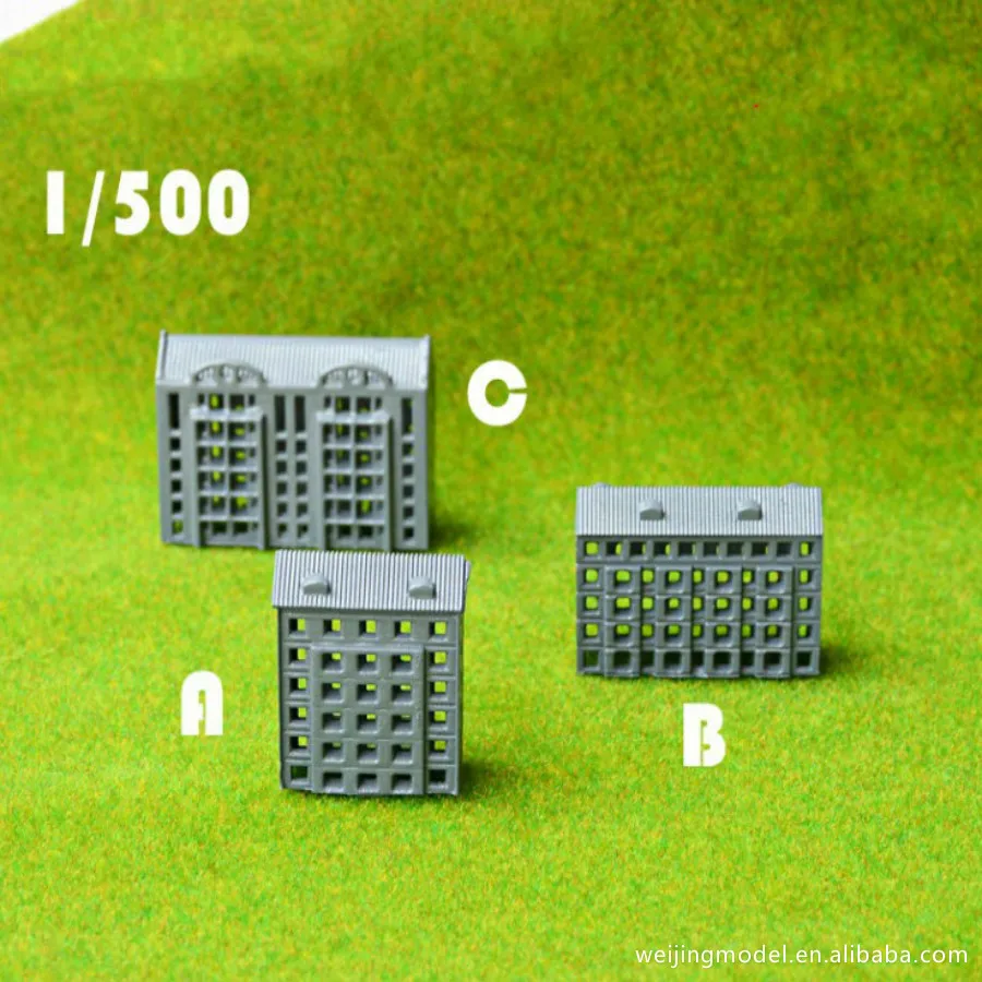 10 шт./лот масштаб 1:500 серый дом для поезда Ho макет Фантазийная Миниатюрная