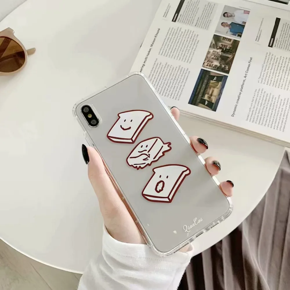 ORYKSZ Cute Bread Phone Case For iPhone X XS Max XR Cover iphone 8 7 6S Plus Silicone Ultra thin Tpu Clear Transparent |