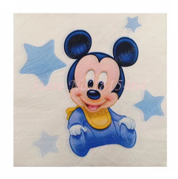 20 шт. бумажная салфетка Микки Циновка для ресторана мультяшная дня рождения