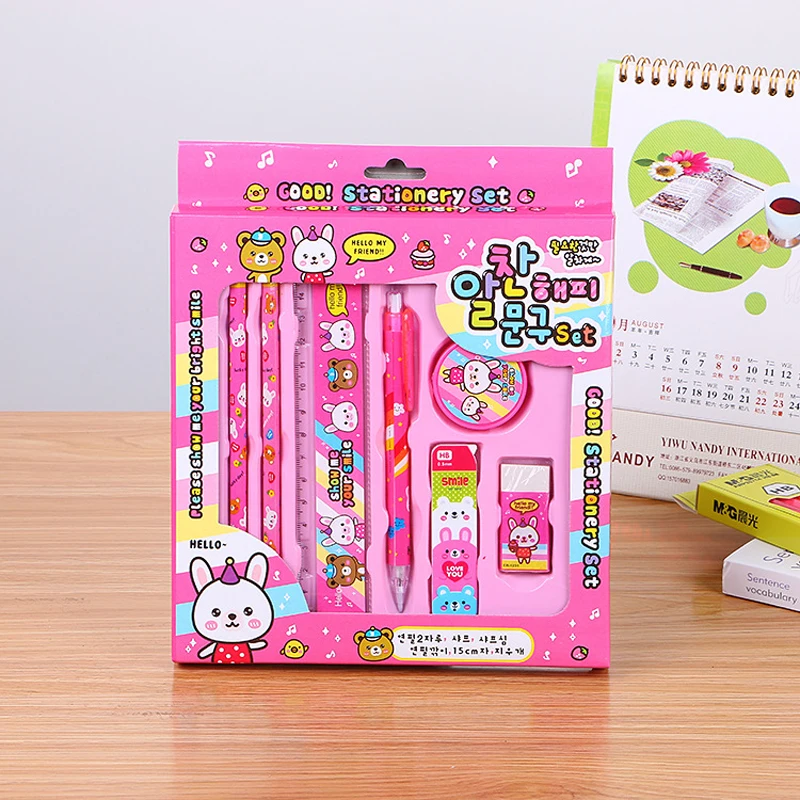 Набор карандашей для письма деревянный механический карандаш с мультяшным кроликом и медведем HB