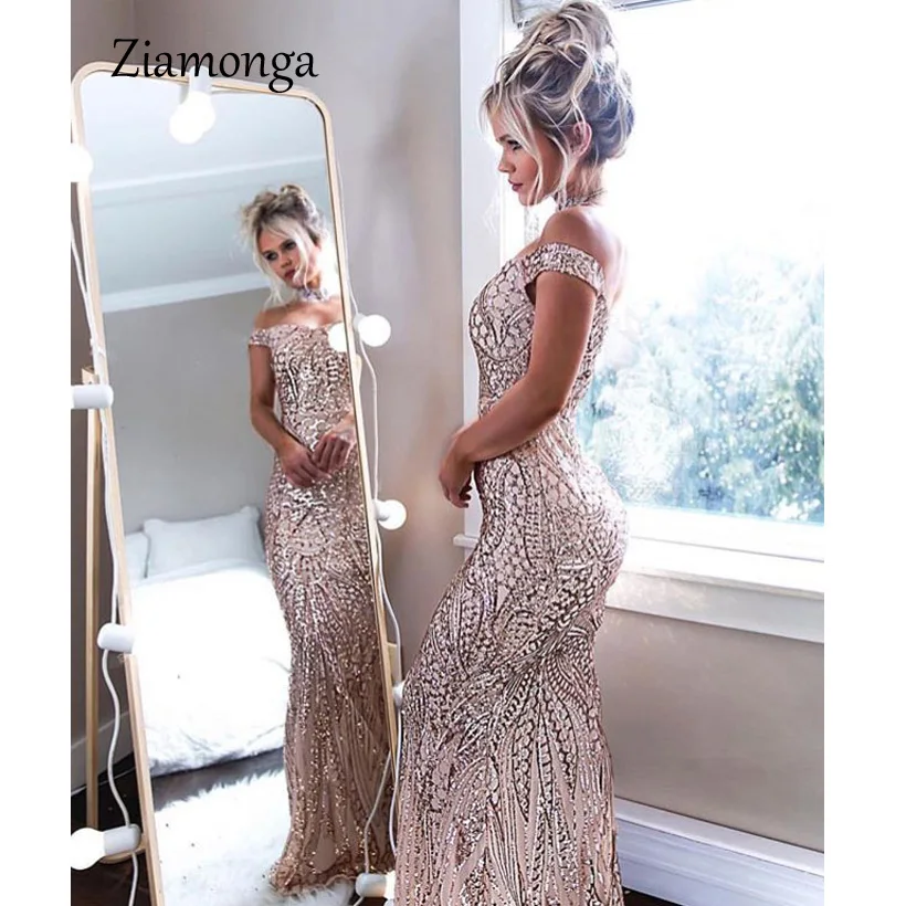 Ziamonga Bling блестками для женщин макси длинное платье Элегантный без бре | Женская