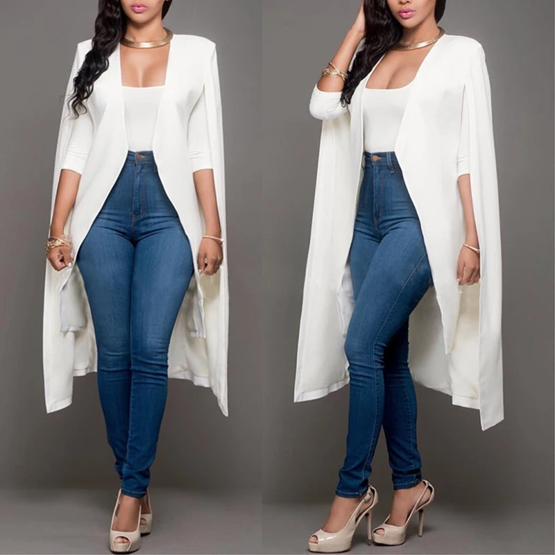 Плащ Женское пальто кардиган Осенняя накидка блейзер верхняя одежда плюс размер