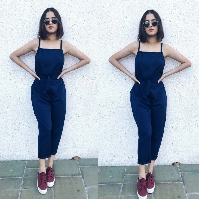 

Fashion Women Knitting Sleeveless Pants Suspenders Rompers Playsuit Jumpsuits