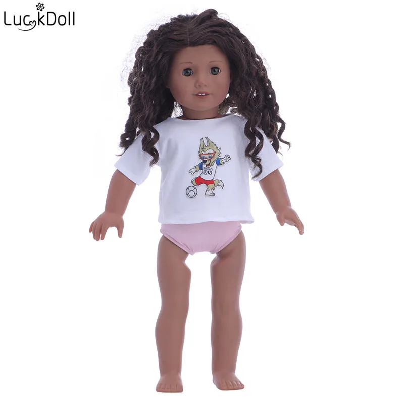 Футболка LUCKDOLL с принтом для куклы 43 см или 18 дюймового американского стандарта