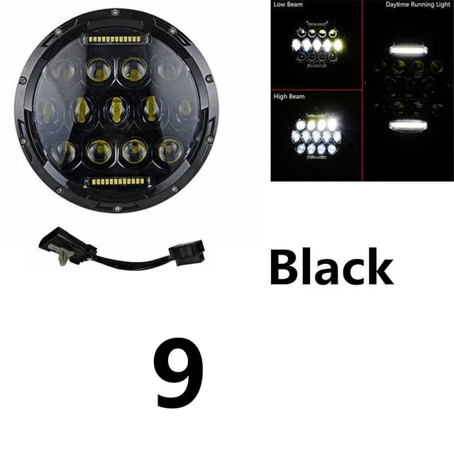 75W headlight balck " хром для Harley moto светодиодный фонарь 7 дюймов корпус Крепление черный moto rcycle moto светодиодный фонарь с угловыми глазами для Harley - Цвет: 75W headlight balck