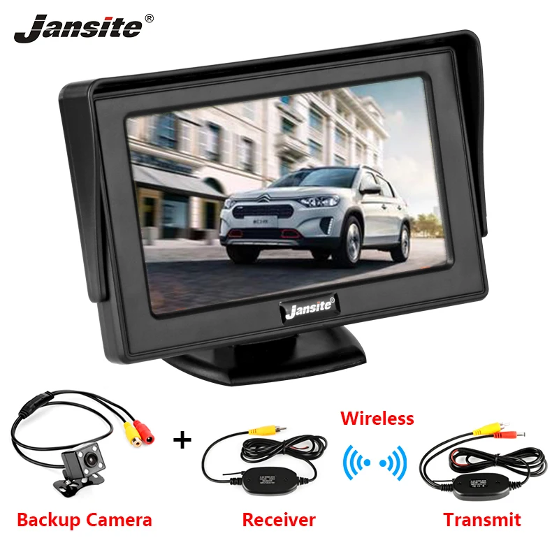 Автомобильный монитор Jansite 4 3 дюймов HD дисплей Автомобильная камера заднего вида