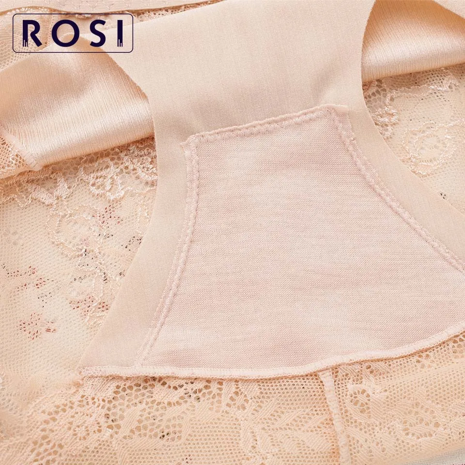 Женские бесшовные кружевные трусики однотонные хлопковые со средней талией