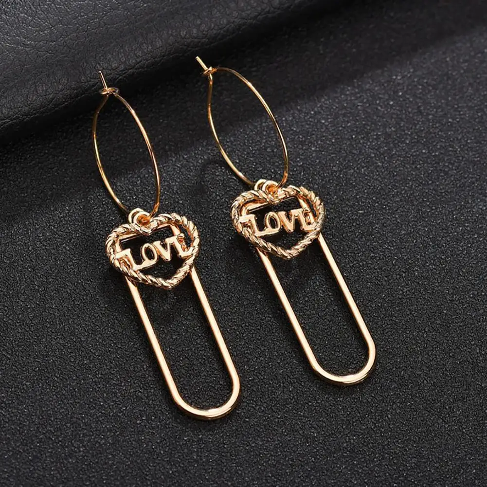 Fashion Hot Women Hollow Love Heart Pendant Dangle Long Hoop Earrings Jewelry Gift | Украшения и аксессуары