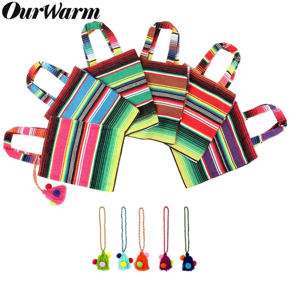 OurWarm 6 шт. мексиканские вечерние подарочные сумки из хлопка мексиканская Сумка-тоут свадебные подарочные сумки Cinco De Mayo Праздничная фиеста принадлежности для тематической вечеринки