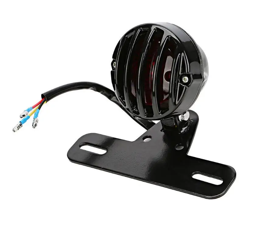 Motorcycle LED Retro Red Rear Tail Brake Stop Light Lamp With License Plate Mount for Harley Honda Suzuki Chopper Bobber KTM |