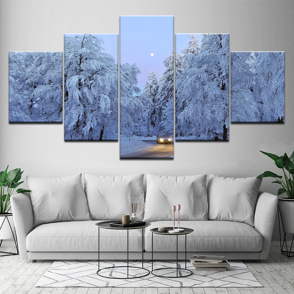 Холст для живописи снег картина с лесным пейзажем 5 шт. настенная живопись