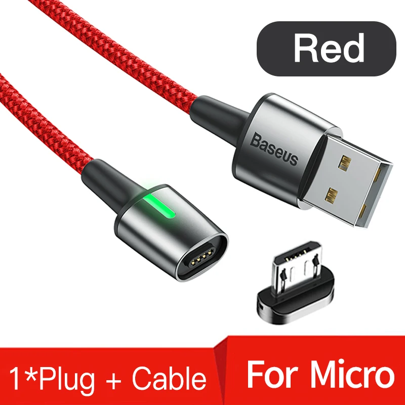 Магнитный Micro USB кабель Baseus для iPhone samsung type-C кабель для зарядки Магнитный адаптер для зарядного устройства usb type C кабели для мобильных телефонов - Цвет: Red Micro Cable