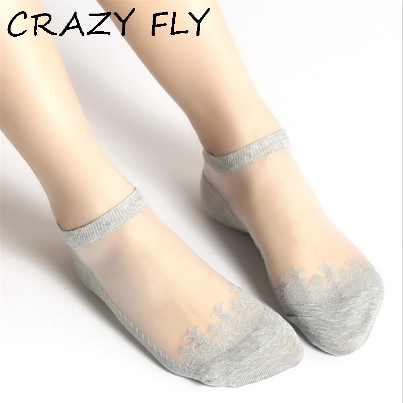 Летние тонкие эластичные прозрачные короткие носки CRAZY FLY из хлопка с мягкой