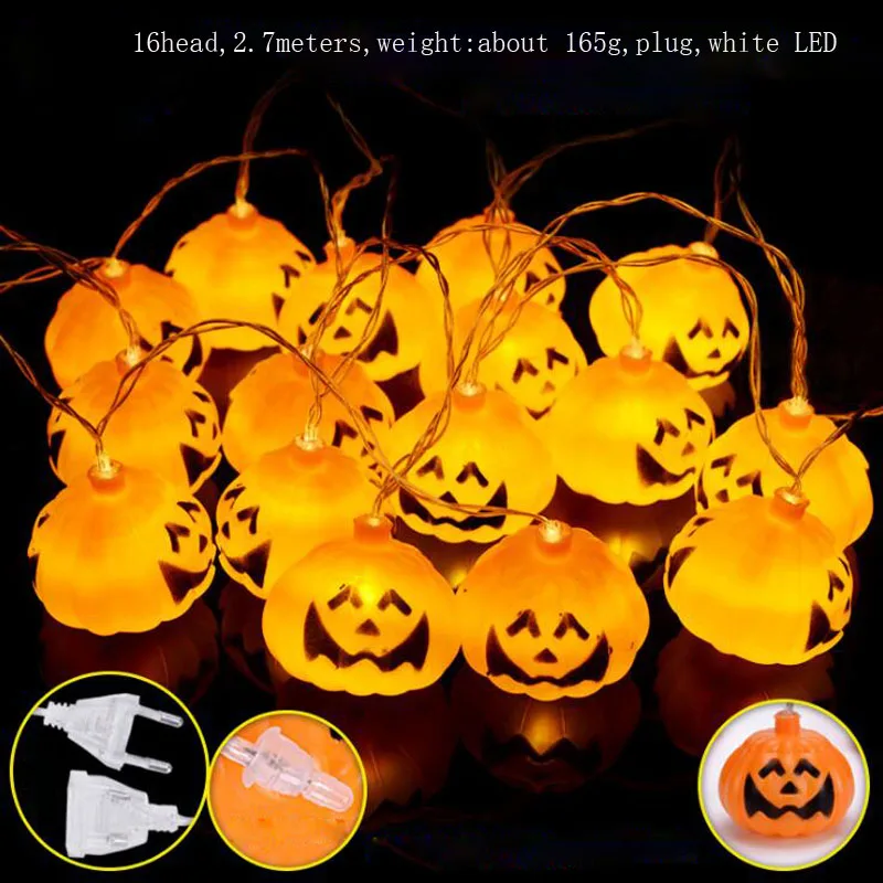 1set/lot Halloween Prop Pumpkin LED Light String Lamp White and Colorful Rope For Party Club Decorations | Дом и сад
