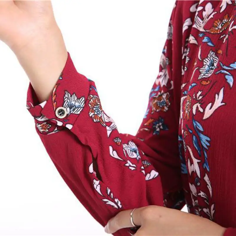 Long Sleeve Maxi Dress In Этнический Стиль Мусульманской Одежды Для Женщин О Образным