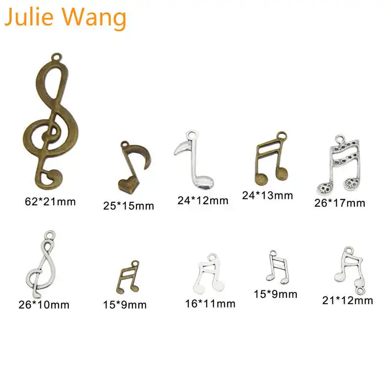 Julie Wang 10 шт. смешанные музыкальные ноты подвески из Сплава Антикварные цвета