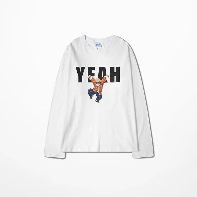 

Футболка мужская с японским логотипом, мультяшный принт кунг-фу в стиле ретро, топ для влюбленных пар, повседневная одежда в стиле Харадзюку, весна-осень