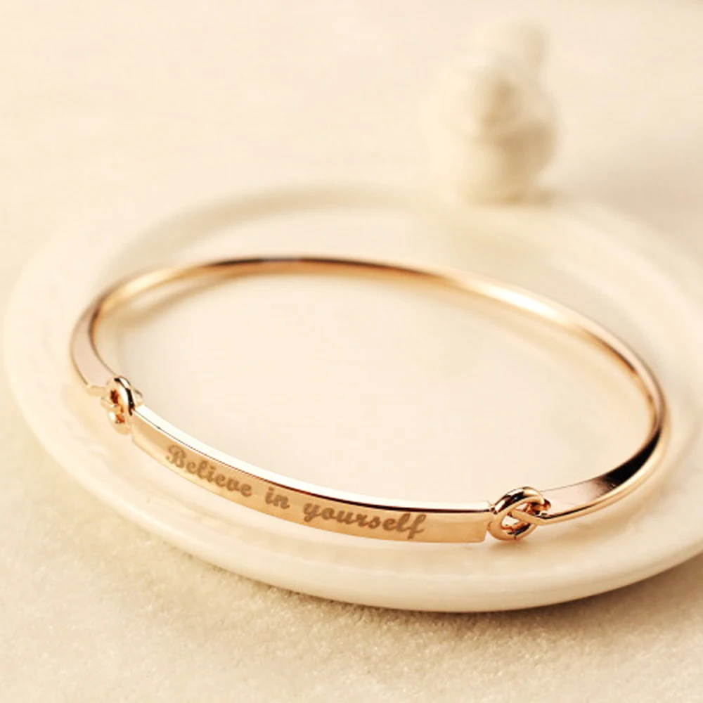 2018 простая Мода верьте себе Розовый Золотой штампованный браслет браслеты