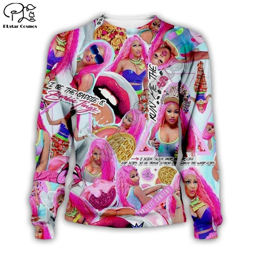 Сексуальная леди розовый Nicki Minaj хип-хоп певица 3d толстовки для женщин/мужчин повседневная Крутая толстовка с длинным рукавом на молнии harajuku мода с капюшоном
