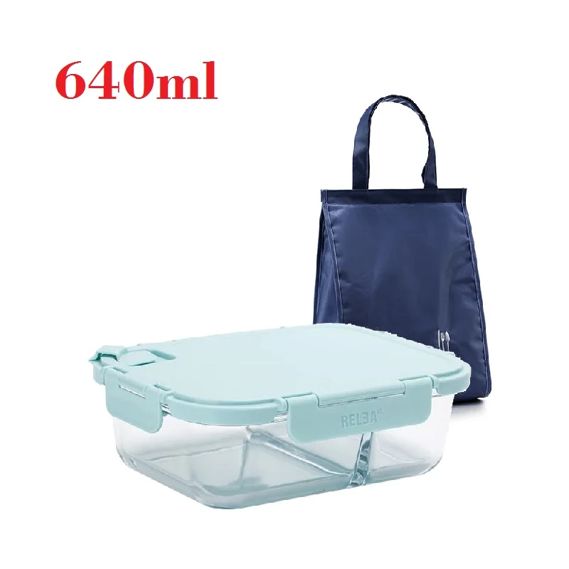 640ml with Small Bag Стеклянный Ланч-бокс с модной сумкой для обеда, Женский контейнер для еды, товары для дома, кухни, ящики для пикника, офисные, мужские, Lancheira Termica - Цвет: 640ml with Small Bag