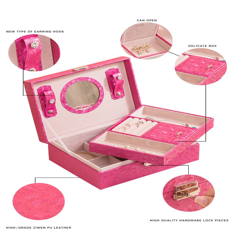 Двухслойная шкатулка для ювелирных изделий новый корейский бокс хранения серег