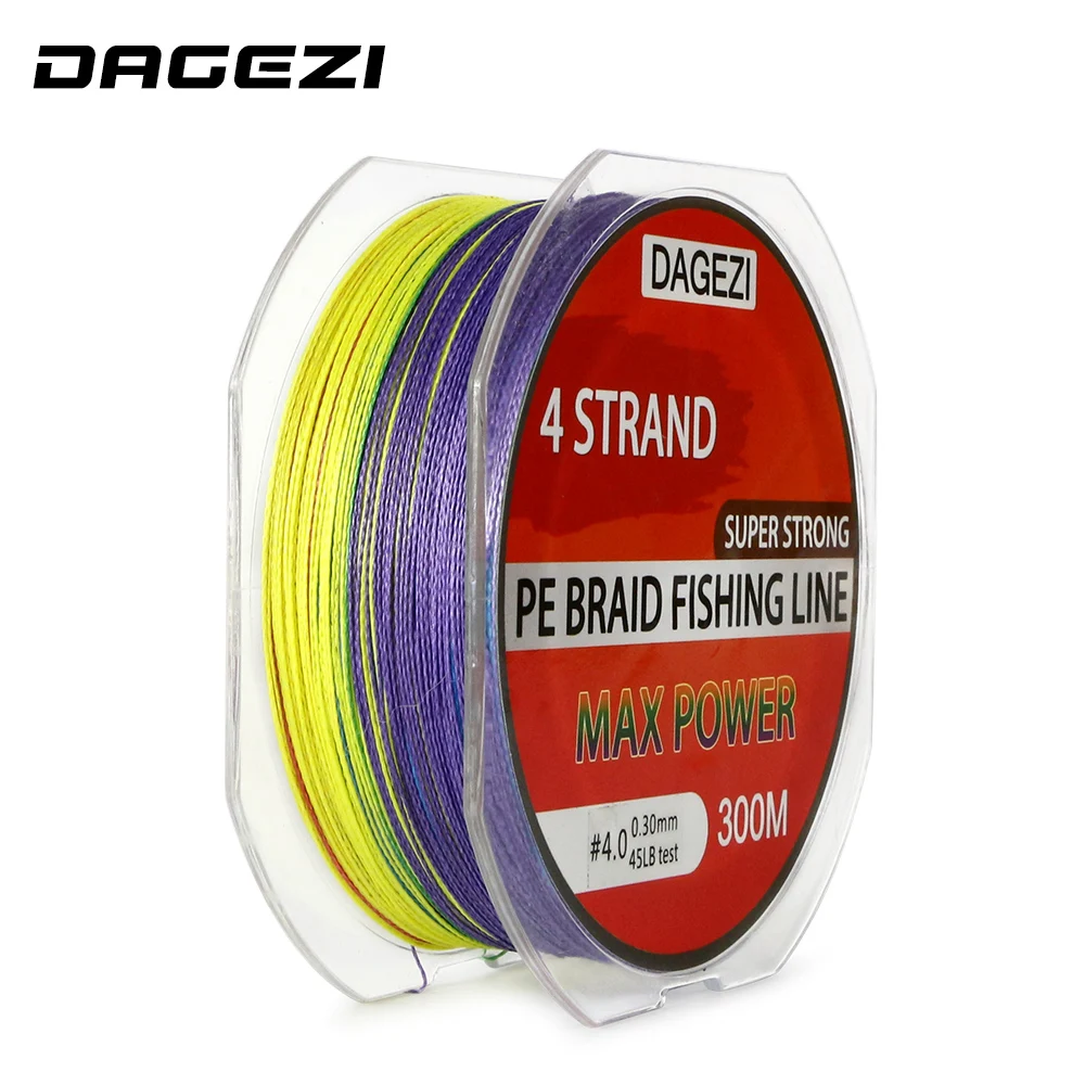 

DAGEZI 4 strand 300M Super Strong PE Braided Fishing Line 10-80LB 10M/color Multifilament colorful Fishing Lines pesca