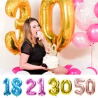 Фольгированные воздушные шары, Большие Гелиевые Шары 3240 дюйма с розой Золотое серебряное число, украшение для дня рождения, свадьбы, цифры, шары