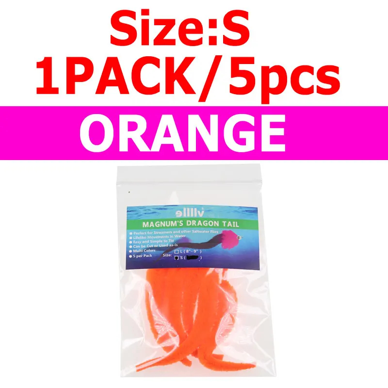 5pcs FL Orange Bimoo 5 шт./упак. маленькая версия mangum в их первоначальном Дракон Хвост стример для Щука мускусный летать соленой воды мушки рыболовные приманки(9 см - Цвет: 5pcs FL Orange