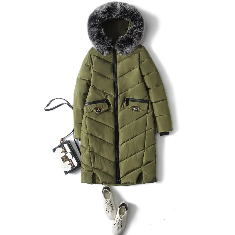 2017 г. новые зимние Для женщин стеганая куртка черный Женский Верхняя одежда плюс