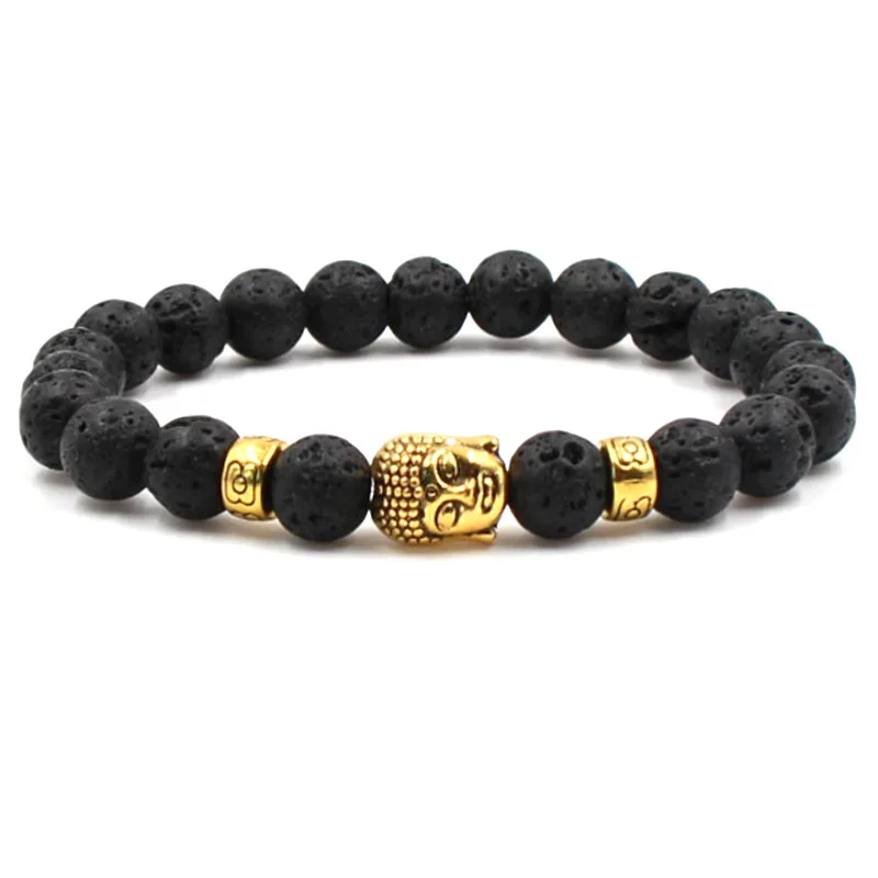 Натуральный камень искусственная кожа вулканическая бусины эластичный браслет