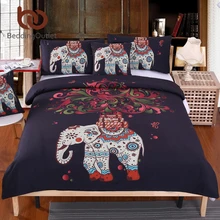 BeddingOutlet Boho Bedding Set Indian Elephant Black Printed Bohemia Duvet Cover Bedspread Twin Full Queen King Bed