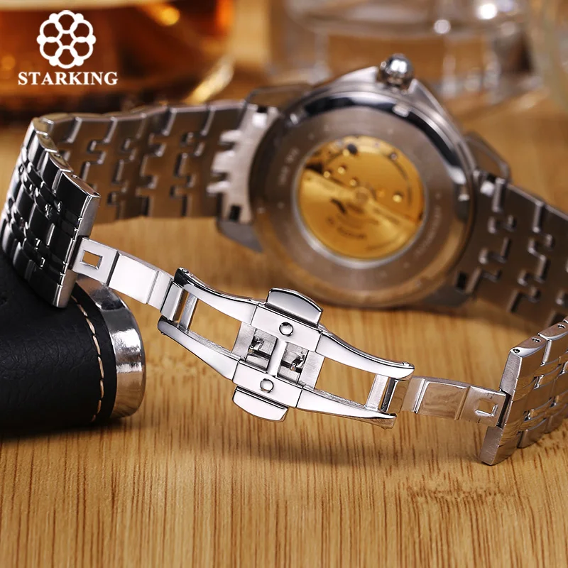 STARKING Мужские Роскошные автоматические наручные часы из нержавеющей стали