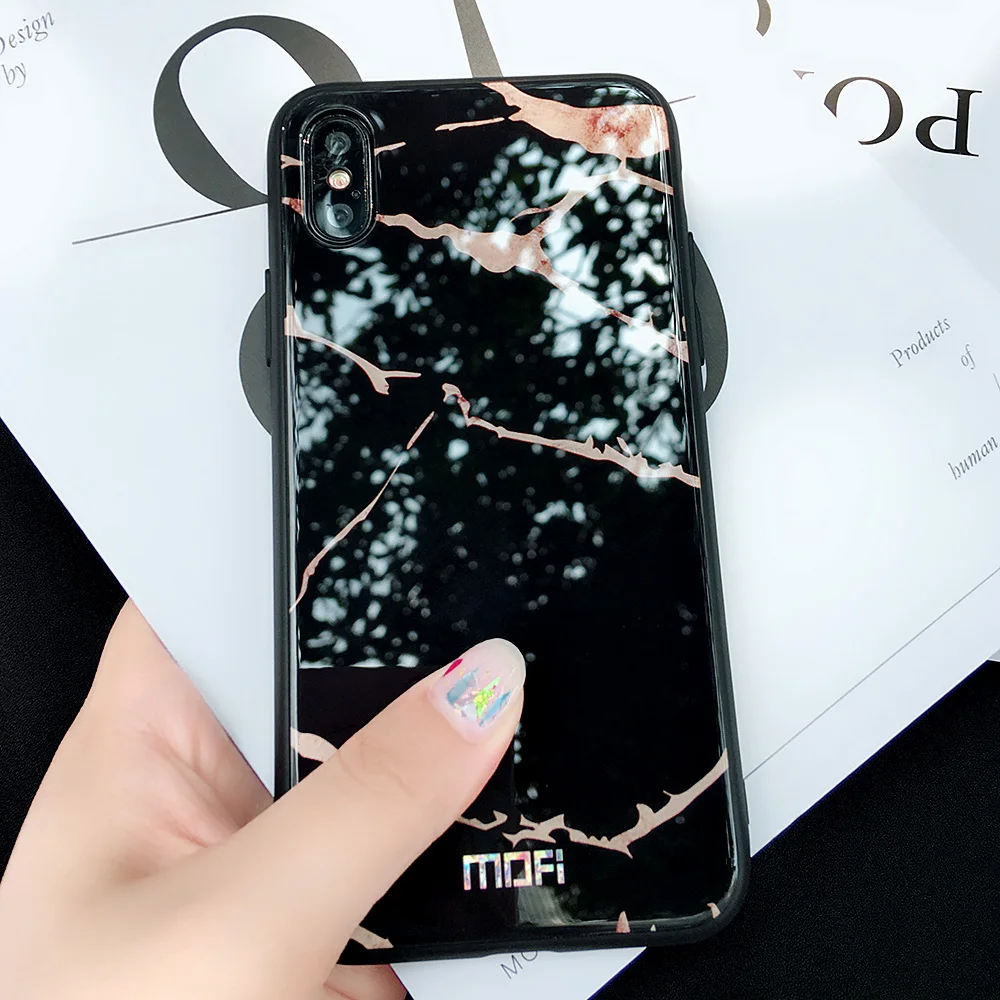 Чехол для iphone X Mofi x чехол из закаленного стекла задняя крышка твердого мрамора
