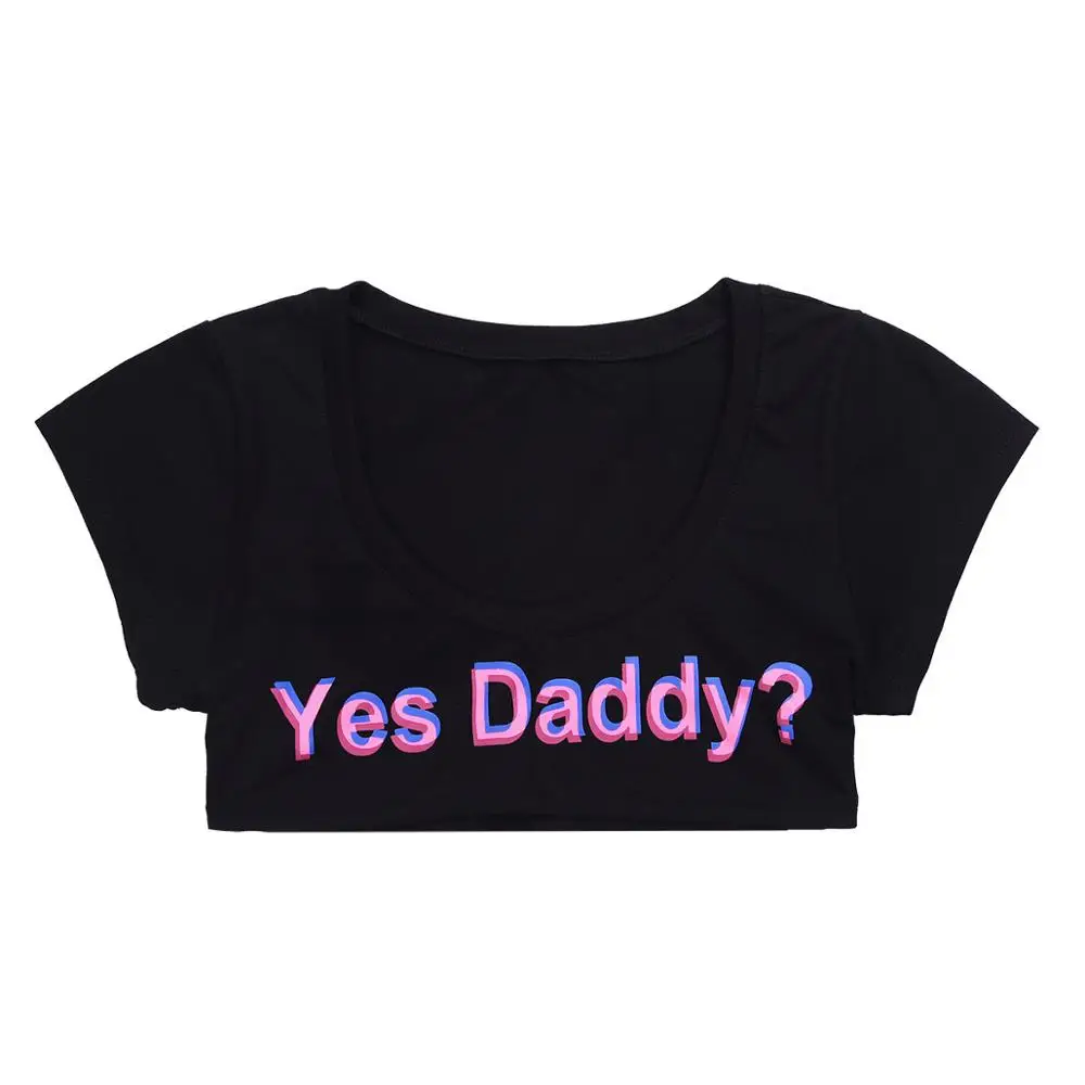 Женские вечерние Клубные Топы с коротким рукавом Yes Daddy модные тянущиеся