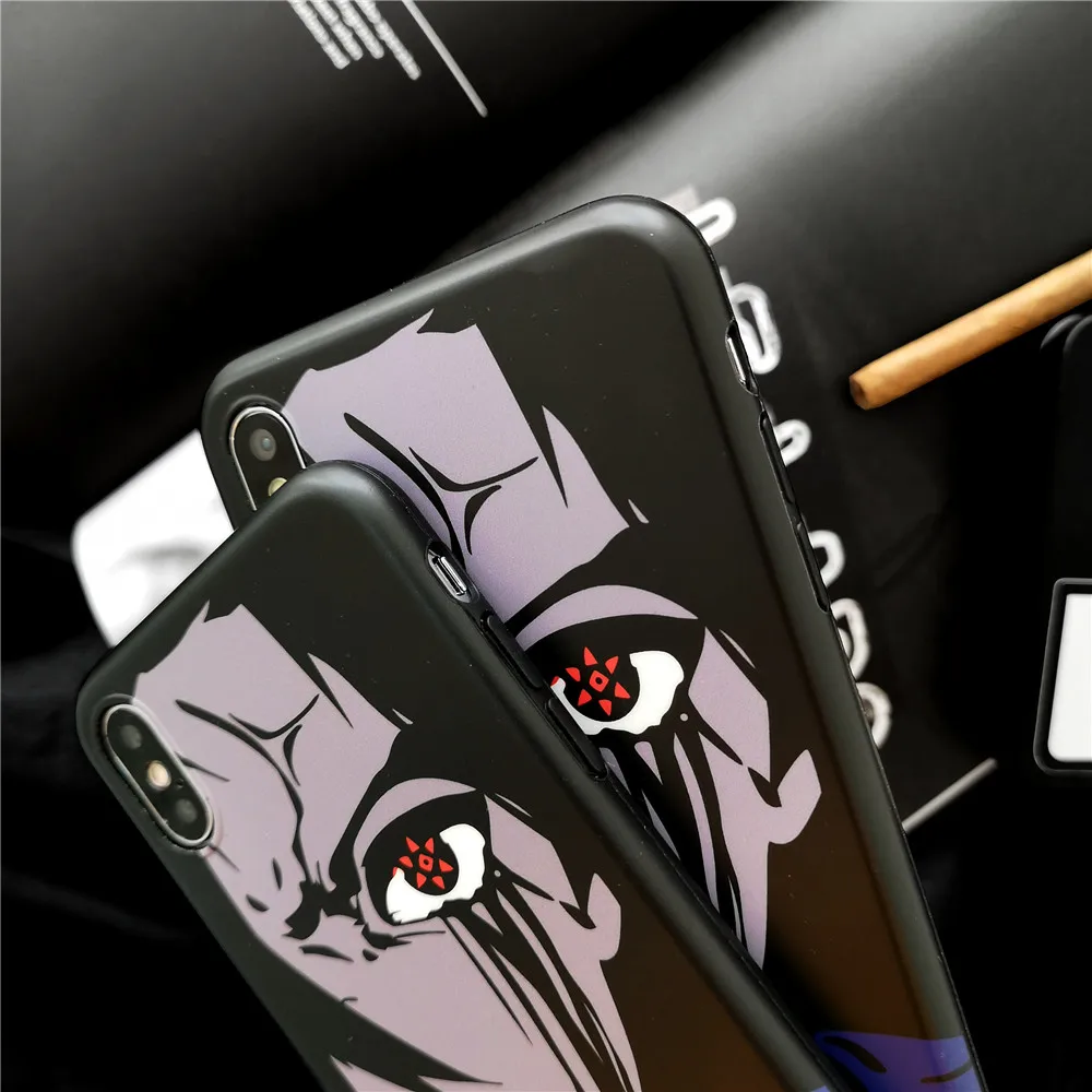 Anime Half Face Man For iPhone X XR XS Max case Funny Horrible Red Eyes Soft Cover 78 6s Plus phone Case Frosted Capa |