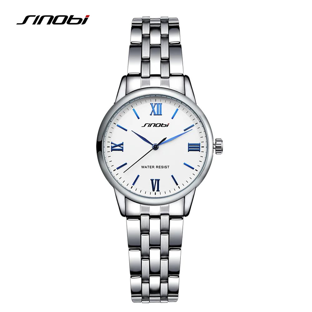 

SINOBI New Fashion Women Wrist Watches Stainless Steel Watchband Top Luxury Brand Female Quartz Clock Ladies 20mm Wristwatch