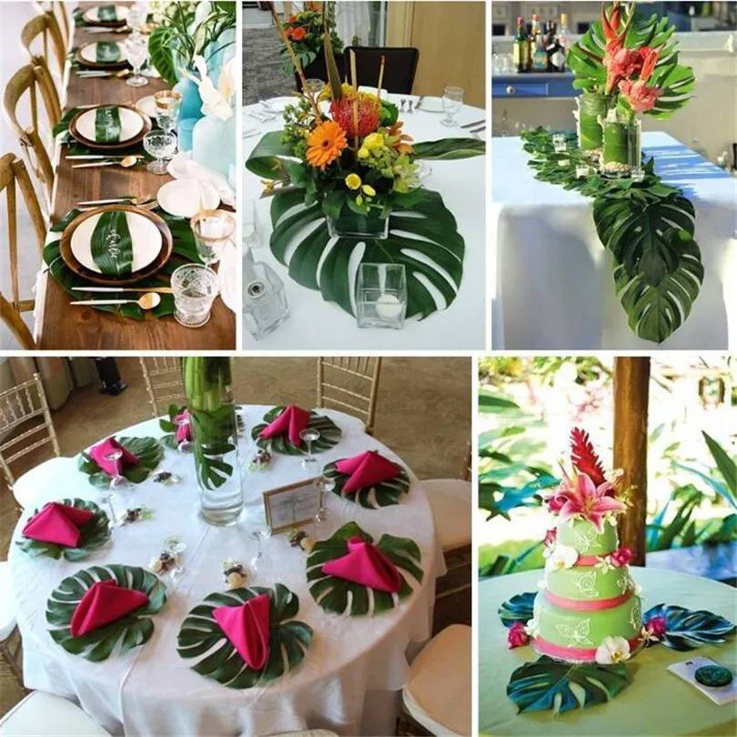 60pcs Fake Monstera Leaf Greenery Silk Green Leaves Plant for Floral Arrangement Wedding Wall Decoration | Дом и сад