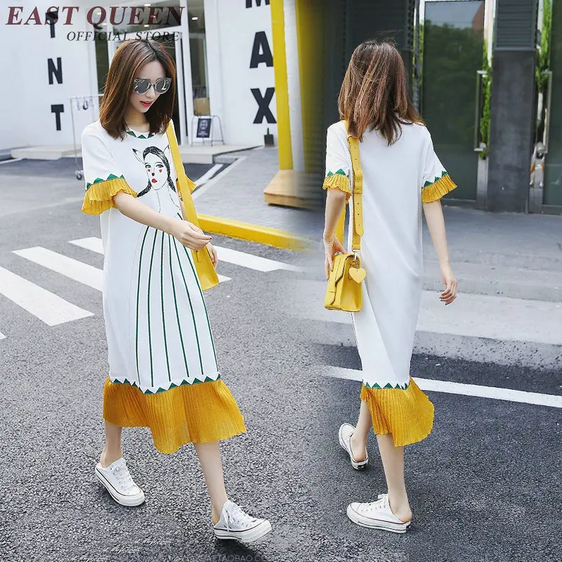 Женское платье футболка с круглым вырезом коротким рукавом и воланом|women dress|dress