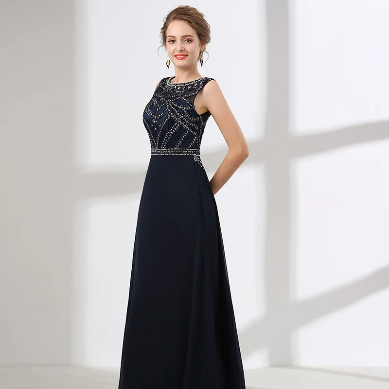 Женское вечернее платье темно-синее длинное ТРАПЕЦИЕВИДНОЕ с
