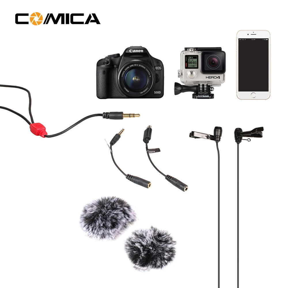 COMICA Lavalier микрофон 6 м всенаправленный клип на лацкане видео для iPhone Canon Nikon DSLR GoPro